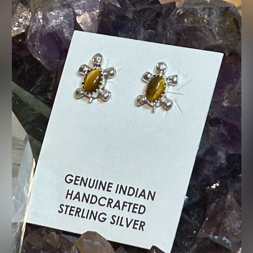NWT Navajo Handmade Turtle & Tigers Eye Earrings Firm Price